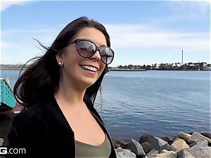 Olivia Lua teenage first-timer flashes her muff in public
