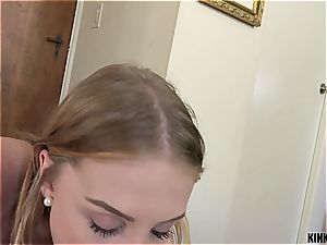 little step-sister gets her face sunk in bro's cum