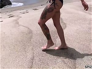 Anna Bell Peaks boning a giant shaft on the beach